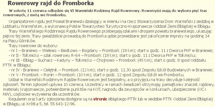 Rowerowy rajd do Fromborka