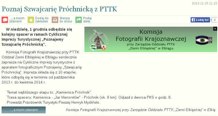 Poznaj Szwajcarię Próchnicką z PTTK